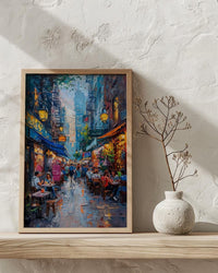 New York Chelsea Market Wall Art, Rustic Brick Food Decor - Vintage Light Summer Crowd