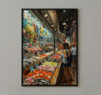 Toronto St Lawrence Market Poster, Canadian Food Travel Decor - Fresh Produce Summer Scene