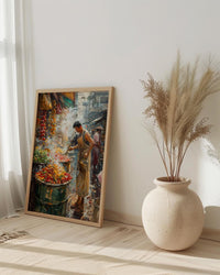 Santa Fe Chili Wall Art, New Mexico Market Decor - Vibrant Street Summer Food Scene