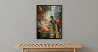 Santa Fe Chili Wall Art, New Mexico Market Decor - Vibrant Street Summer Food Scene