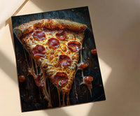 Chicago Pizza Food Poster, City Travel Home Room Decor - Bright Summer Outdoor Patio View