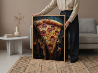 Chicago Pizza Food Poster, City Travel Home Room Decor - Bright Summer Outdoor Patio View