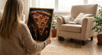 Chicago Pizza Food Poster, City Travel Home Room Decor - Bright Summer Outdoor Patio View