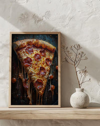 Chicago Pizza Food Poster, City Travel Home Room Decor - Bright Summer Outdoor Patio View