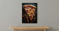 Chicago Pizza Food Poster, City Travel Home Room Decor - Bright Summer Outdoor Patio View