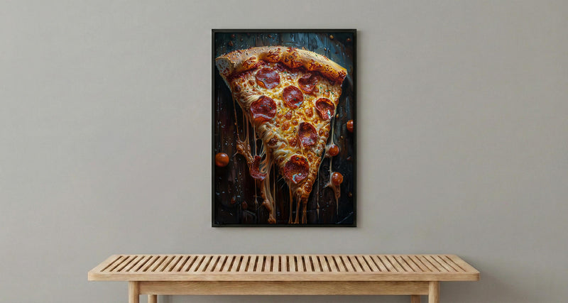Chicago Pizza Food Poster, City Travel Home Room Decor - Bright Summer Outdoor Patio View