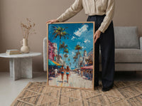 Venice Beach Boardwalk Wall Art, Los Angeles Coast Decor - Vibrant Summer Palm Tree Scene