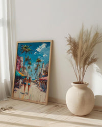 Venice Beach Boardwalk Wall Art, Los Angeles Coast Decor - Vibrant Summer Palm Tree Scene