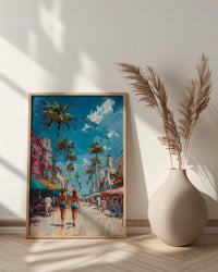 Venice Beach Boardwalk Wall Art, Los Angeles Coast Decor - Vibrant Summer Palm Tree Scene