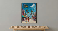 Venice Beach Boardwalk Wall Art, Los Angeles Coast Decor - Vibrant Summer Palm Tree Scene