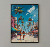 Venice Beach Boardwalk Wall Art, Los Angeles Coast Decor - Vibrant Summer Palm Tree Scene