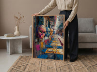 New Orleans Market Poster, Louisiana Travel Historic Home Decor - Colorful Souvenir Summer Street View