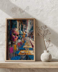 New Orleans Market Poster, Louisiana Travel Historic Home Decor - Colorful Souvenir Summer Street View