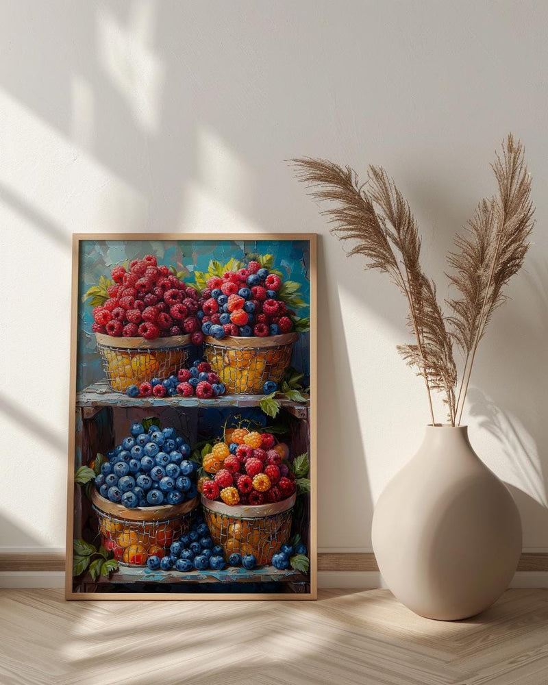 Montreal Jean Talon Art Print, Canadian Fresh Food Decor - Colorful Berry Summer Market Scene