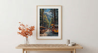 Portland Food Cart Wall Art, Oregon Street Food Decor - Lush Pine Tree Picnic Scene