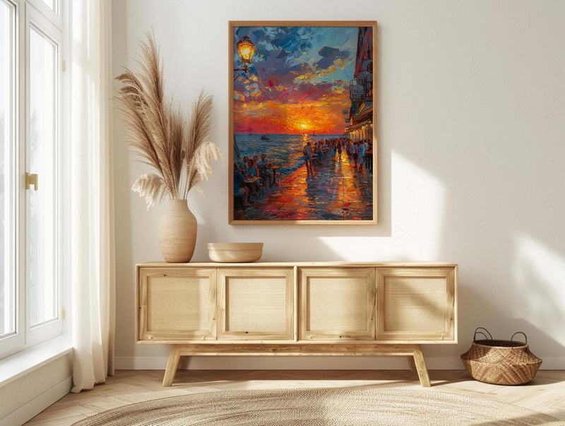 Key West Sunset Poster, Florida Coastal Travel Home Decor - Orange Sky Ocean Sea View