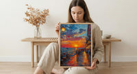Key West Sunset Poster, Florida Coastal Travel Home Decor - Orange Sky Ocean Sea View