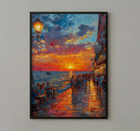 Key West Sunset Poster, Florida Coastal Travel Home Decor - Orange Sky Ocean Sea View