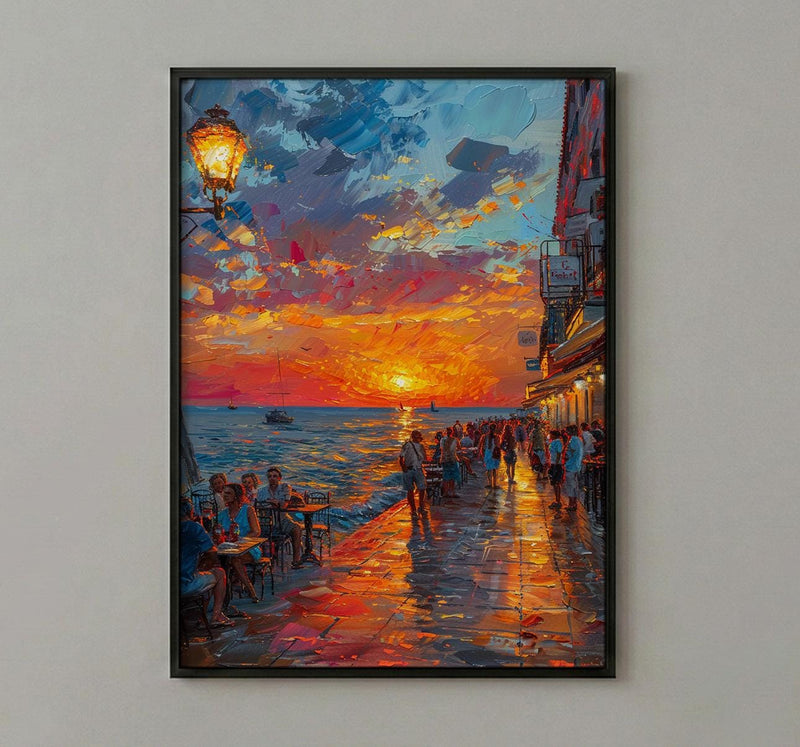 Key West Sunset Poster, Florida Coastal Travel Home Decor - Orange Sky Ocean Sea View