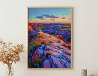 Badlands National Park Art Print, South Dakota Nature Decor - Striped Rock Golden Hour