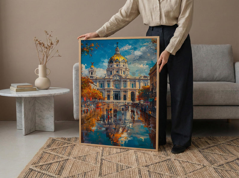 Mexico City Architecture Poster, Palacio De Bellas Artes Decor - Bustling Plaza Summer Scene