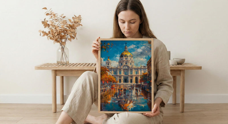 Mexico City Architecture Poster, Palacio De Bellas Artes Decor - Bustling Plaza Summer Scene