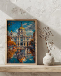 Mexico City Architecture Poster, Palacio De Bellas Artes Decor - Bustling Plaza Summer Scene