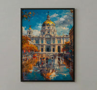 Mexico City Architecture Poster, Palacio De Bellas Artes Decor - Bustling Plaza Summer Scene