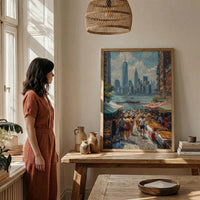 Brooklyn Food Festival Wall Art, New York City Decor - Manhattan Skyline Bright Summer View