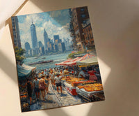 Brooklyn Food Festival Wall Art, New York City Decor - Manhattan Skyline Bright Summer View