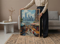 Brooklyn Food Festival Wall Art, New York City Decor - Manhattan Skyline Bright Summer View