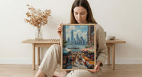 Brooklyn Food Festival Wall Art, New York City Decor - Manhattan Skyline Bright Summer View