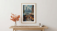 Brooklyn Food Festival Wall Art, New York City Decor - Manhattan Skyline Bright Summer View