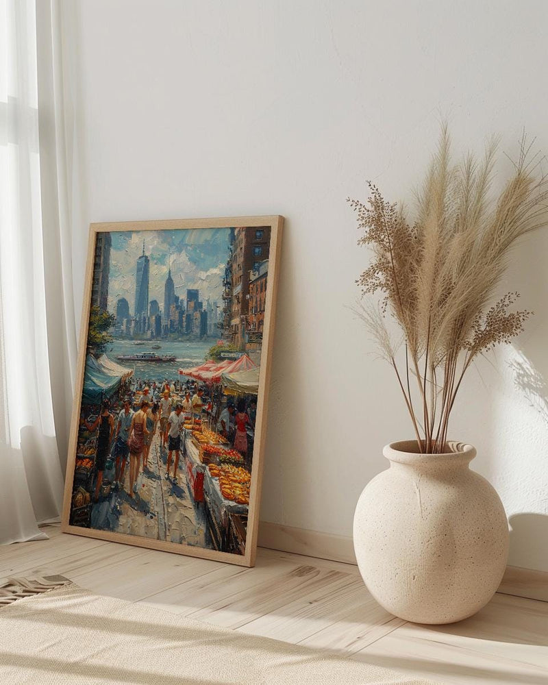 Brooklyn Food Festival Wall Art, New York City Decor - Manhattan Skyline Bright Summer View