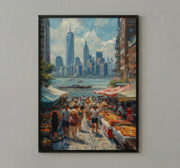 Brooklyn Food Festival Wall Art, New York City Decor - Manhattan Skyline Bright Summer View