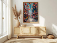 San Francisco Chinatown Poster, California Street Travel City Decor - Red Lantern Summer Market View