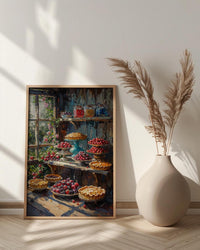 Amish Country Market Poster, Rustic Farm Bakery Room Decor - Fresh Fruit Pie Summer Sun