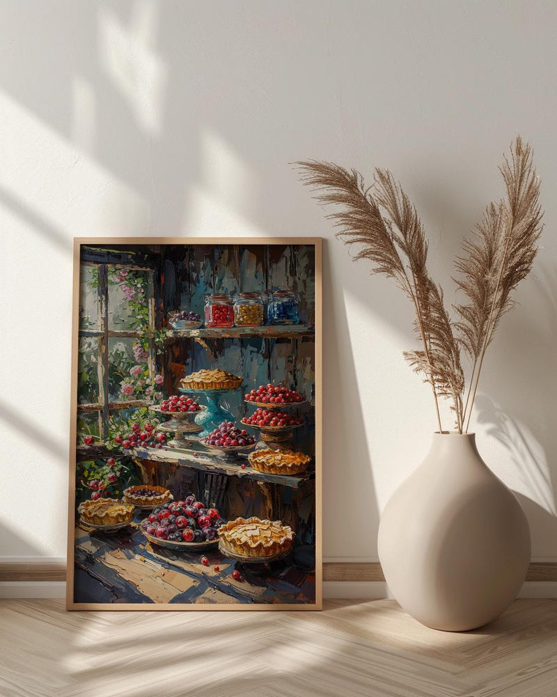 Amish Country Market Poster, Rustic Farm Bakery Room Decor - Fresh Fruit Pie Summer Sun