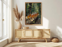 Canadian Maple Syrup Art Print, Green Forest Nature Decor - Rustic Wooden Table Summer View