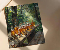 Canadian Maple Syrup Art Print, Green Forest Nature Decor - Rustic Wooden Table Summer View