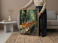 Canadian Maple Syrup Art Print, Green Forest Nature Decor - Rustic Wooden Table Summer View