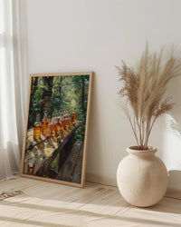 Canadian Maple Syrup Art Print, Green Forest Nature Decor - Rustic Wooden Table Summer View