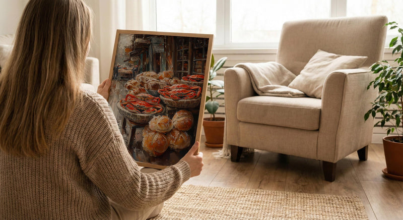 San Francisco Wharf Wall Art, Coastal City Food Decor - Fresh Red Crab Summer Scene