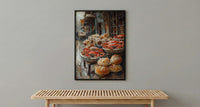 San Francisco Wharf Wall Art, Coastal City Food Decor - Fresh Red Crab Summer Scene