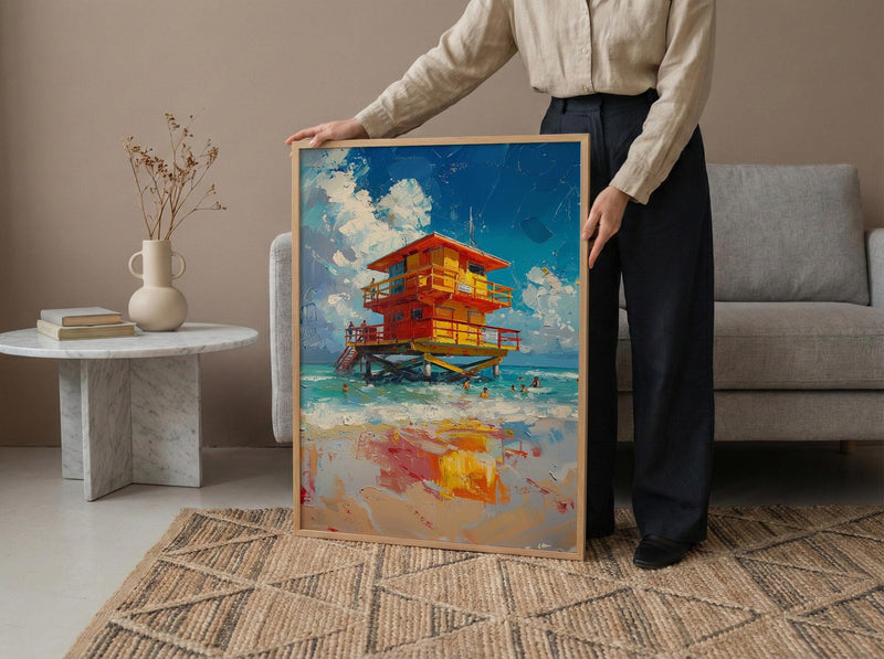 Miami South Beach Art Print, Luxury Florida Coastal Decor - Bright Turquoise Summer Ocean View