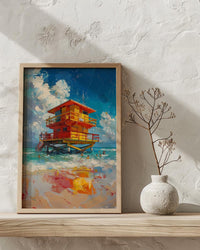 Miami South Beach Art Print, Luxury Florida Coastal Decor - Bright Turquoise Summer Ocean View