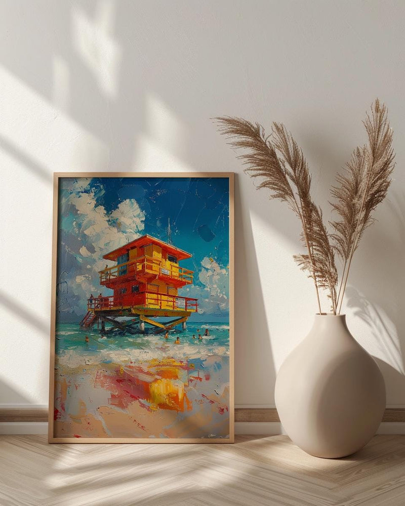 Miami South Beach Art Print, Luxury Florida Coastal Decor - Bright Turquoise Summer Ocean View