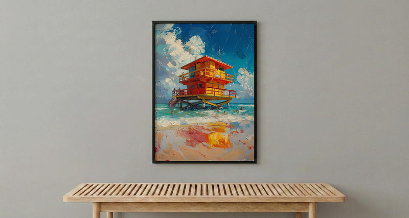 Miami South Beach Art Print, Luxury Florida Coastal Decor - Bright Turquoise Summer Ocean View