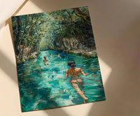 Tulum Mexico Cenote Poster, Tropical Jungle Travel Home Decor - Crystal Clear Turquoise Water View