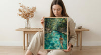 Tulum Mexico Cenote Poster, Tropical Jungle Travel Home Decor - Crystal Clear Turquoise Water View